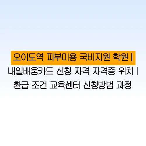 오이도역 피부미용 국비지원 학원 | 내일배움카드 신청 자격 자격증 위치 | 환급 조건 교육센터 신청방법 과정