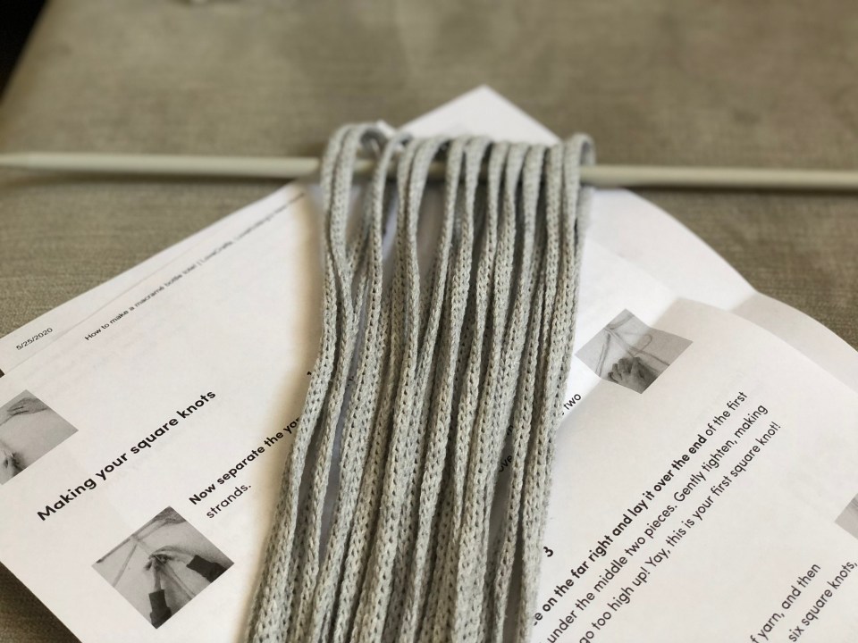 Strating out with the yarn to make the Macrame Plant Holder