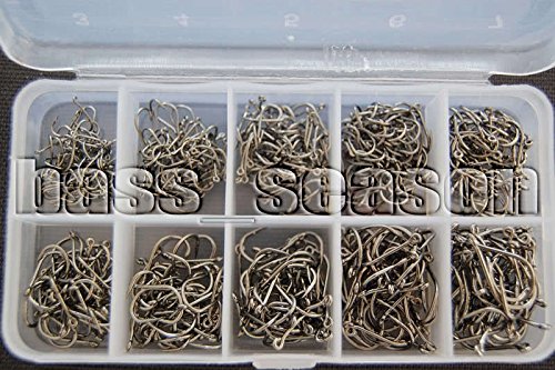 Crazy Sale 500 Pcs Pieces Black Silver Fishing Fish hook Hooks Comes with Retail Carrying Box Fishing Tackle set lure rod For USA