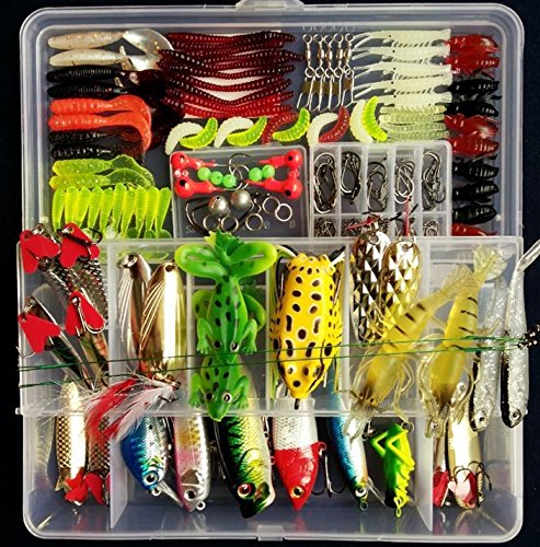 Fishing Tackle Set,  Portable Fun® Fishing Baits Kit Lots With Free Tackle Box,For Freshwater Trout Bass Salmon