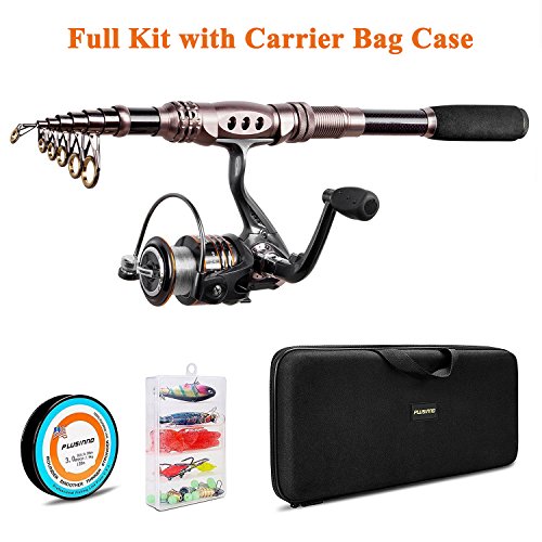 PLUSINNO Fishing Rod and Reel Combos Carbon Fiber Telescopic Fishing