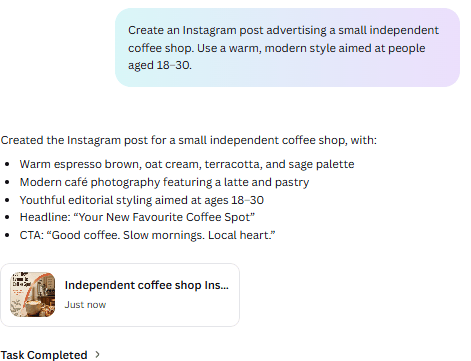 Canva AI screenshot