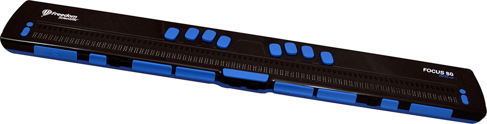 Photo of the One Hardly Used Focus 80 Blue (80 Cell) Refreshable Braille Display for $5,295.00 USD - Flying Blind, LLC Online Store