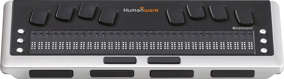 Photo of the One Refurbished Brailliant BI 40 Cell Refreshable Braille Display with Executive Products Leather Carrying Case for $1,995.00 USD - Flying Blind, LLC Online Store