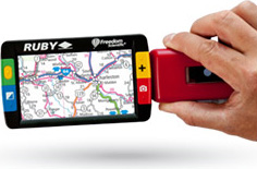 Photo of the One Freedom Scientific Ruby Handheld Video Magnifier for $445.00 USD - Flying Blind, LLC Online Store