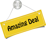 Photo of a sign that reads Amazing Deal hanging by string from a thumbtack.