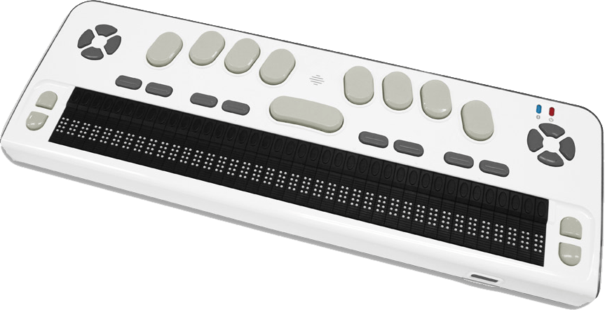 Photo of the One Gently Used Braille Edge 40 Cell Refreshable Braille Display With Executive Products Leather Case for $2,195.00 USD - Flying Blind, LLC Online Store