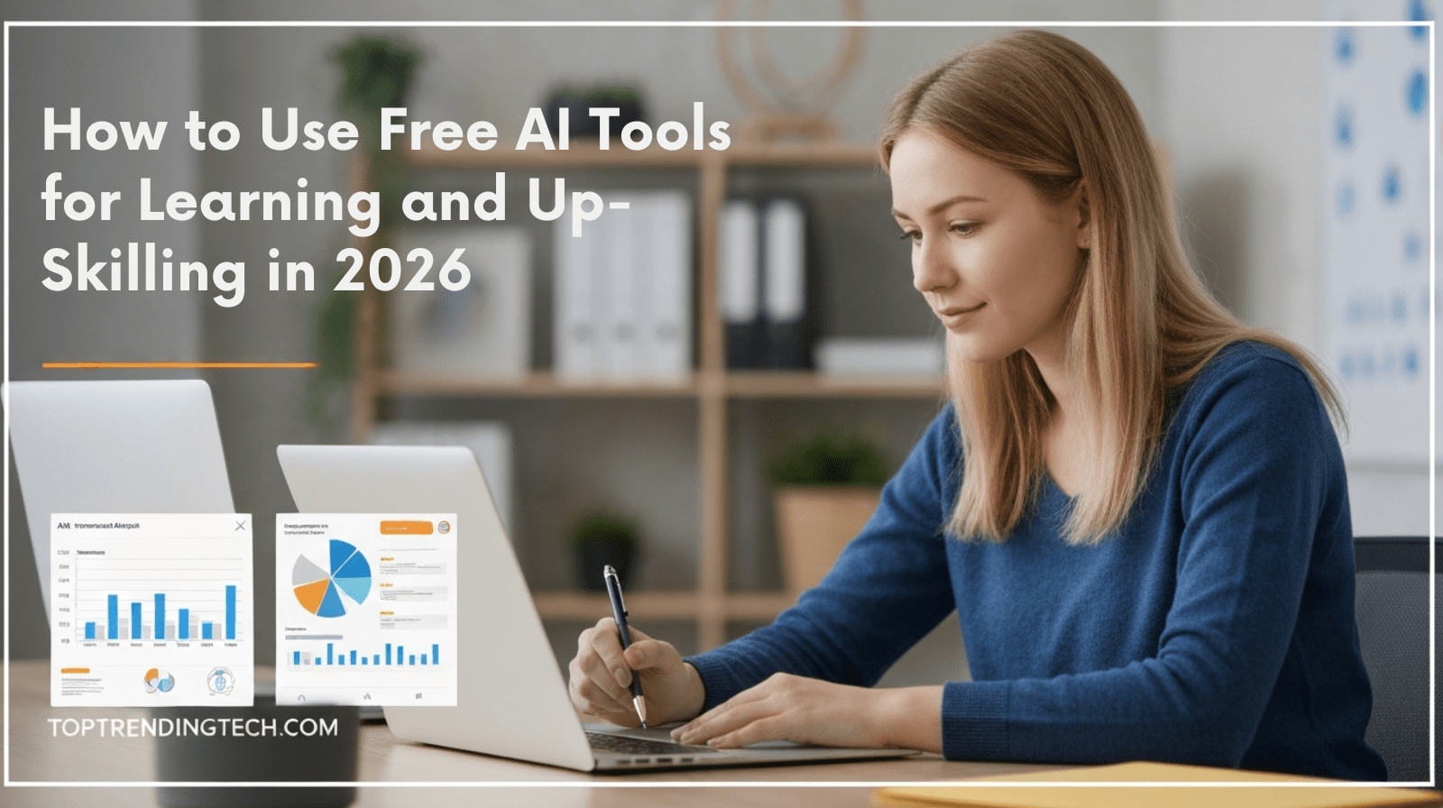 Free AI Tools for Learning and Up-Skilling – Student using AI for skills and career growth