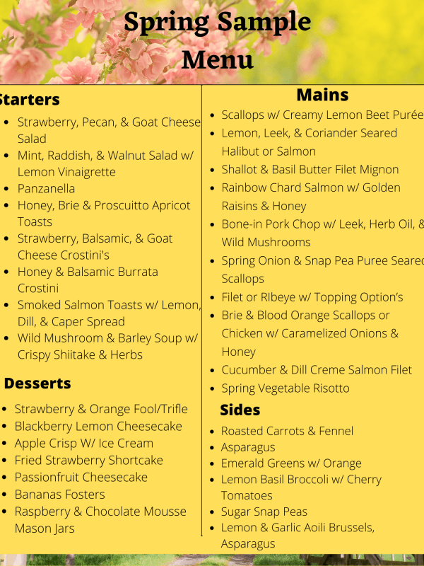 Spring Sample Menu 2526
