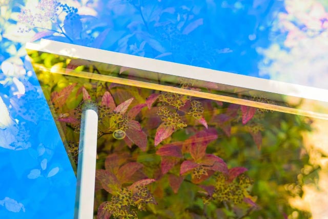 bottom of a roof with flowers.