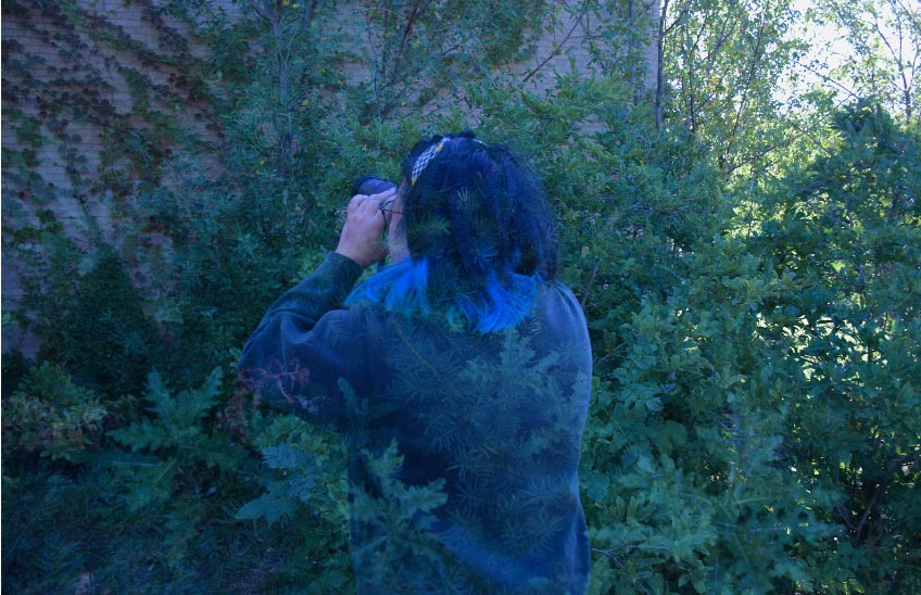 Person with leaves.