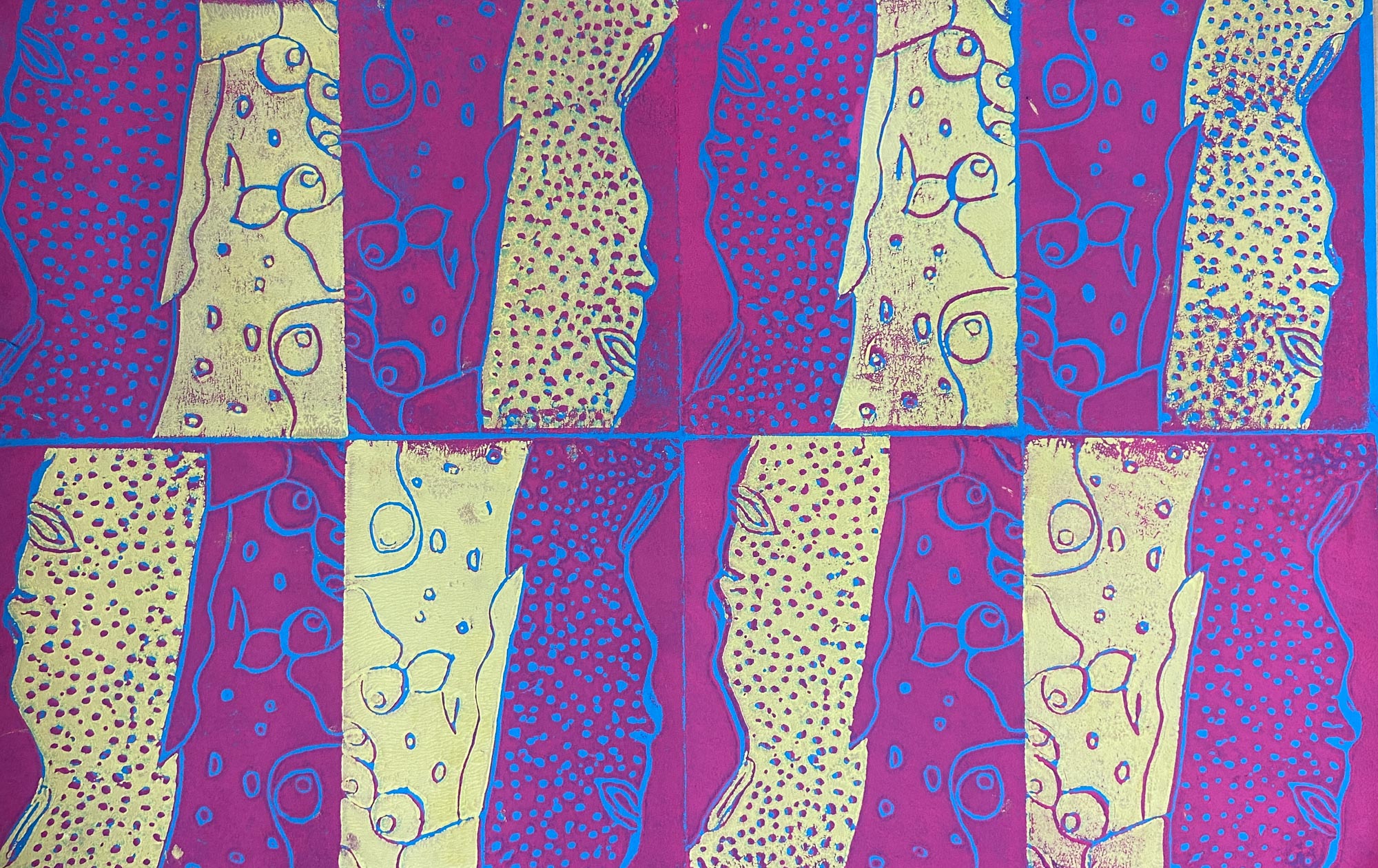 Colourful block print.