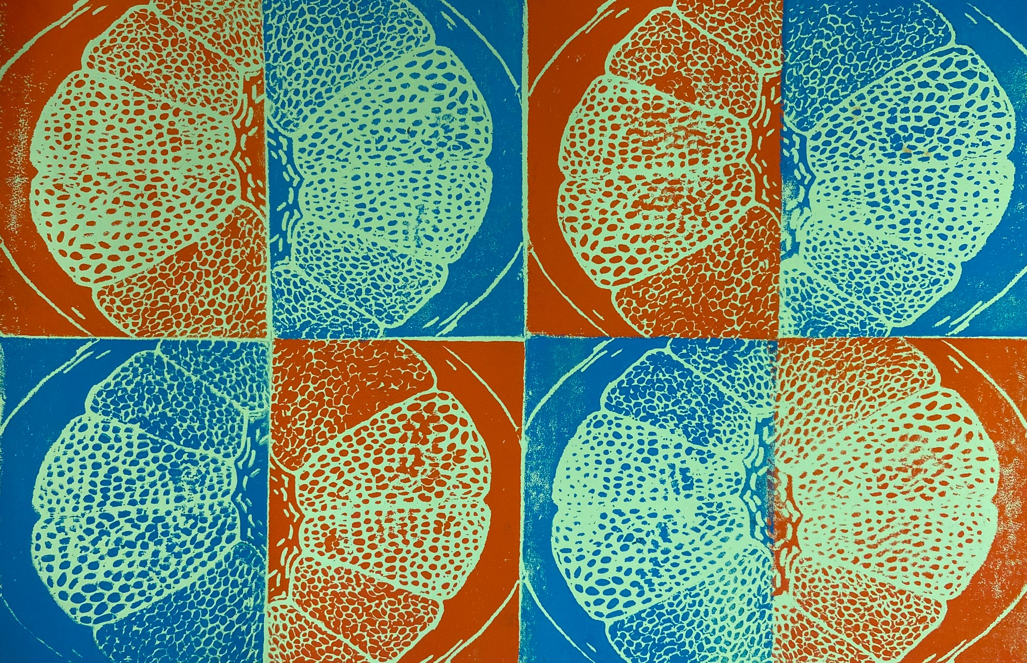Colourful block print.