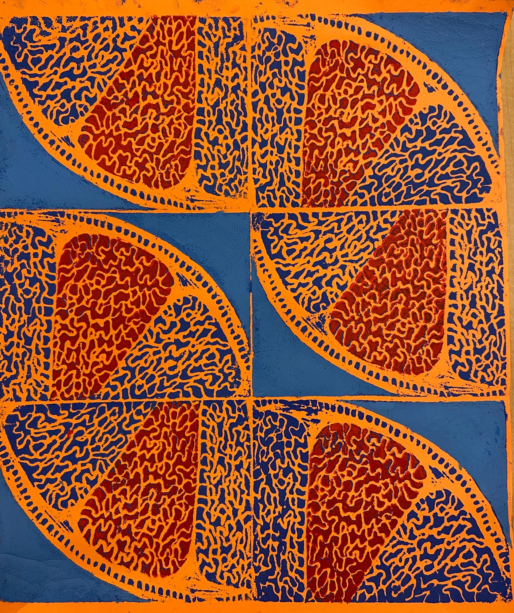 Colourful block print.