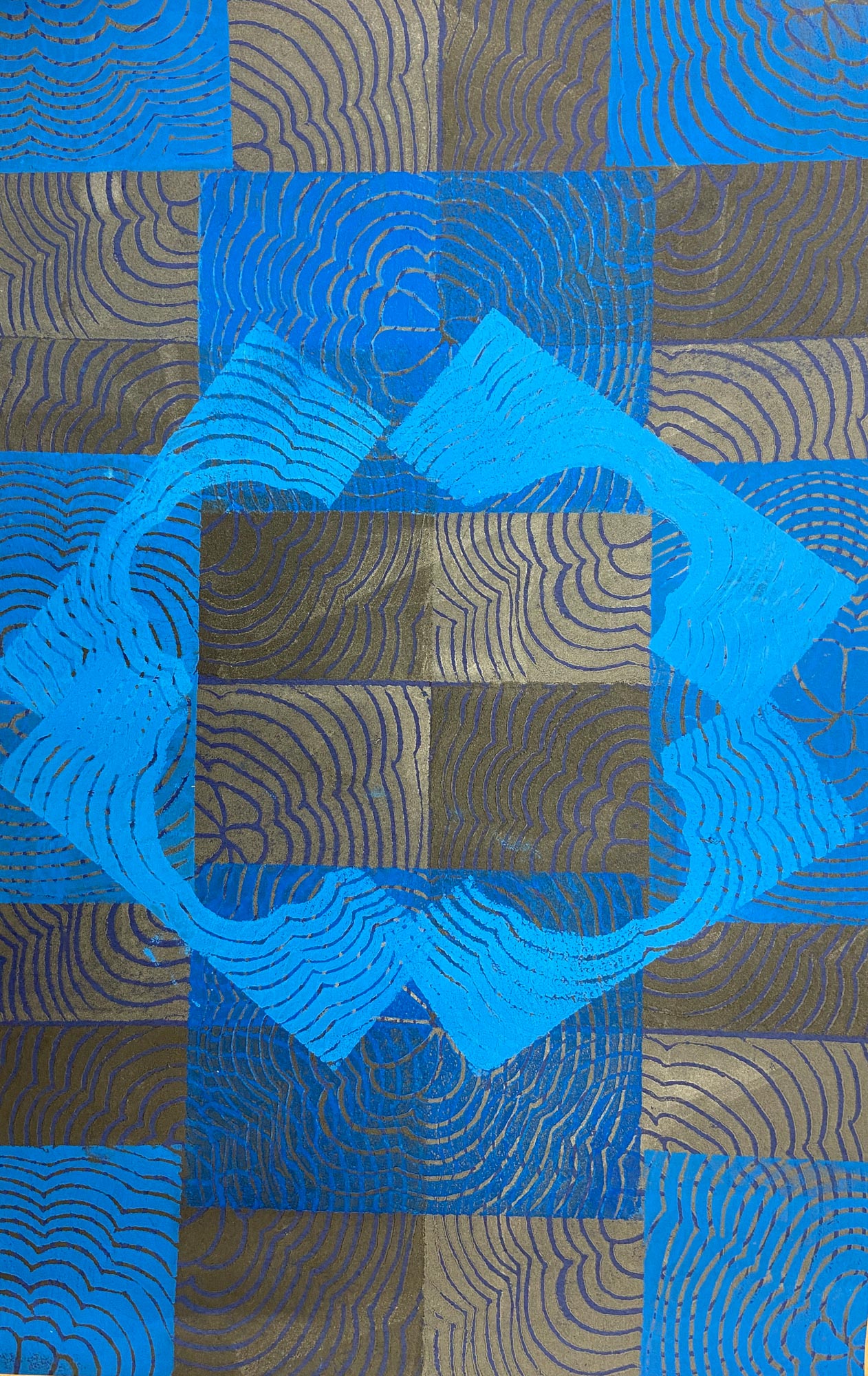 Colourful block print.