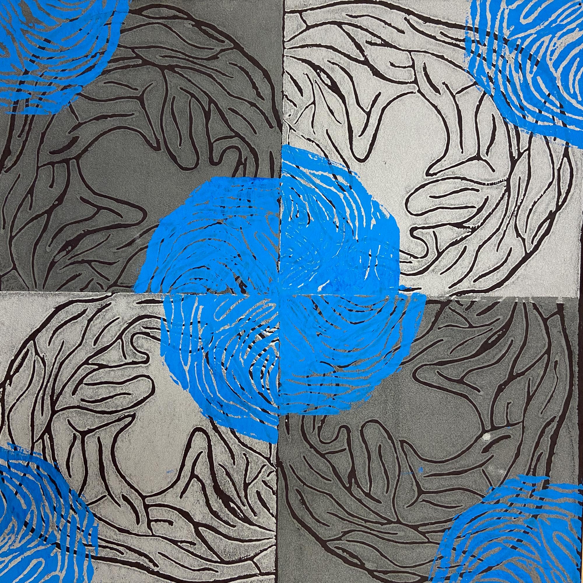 Colourful block print.