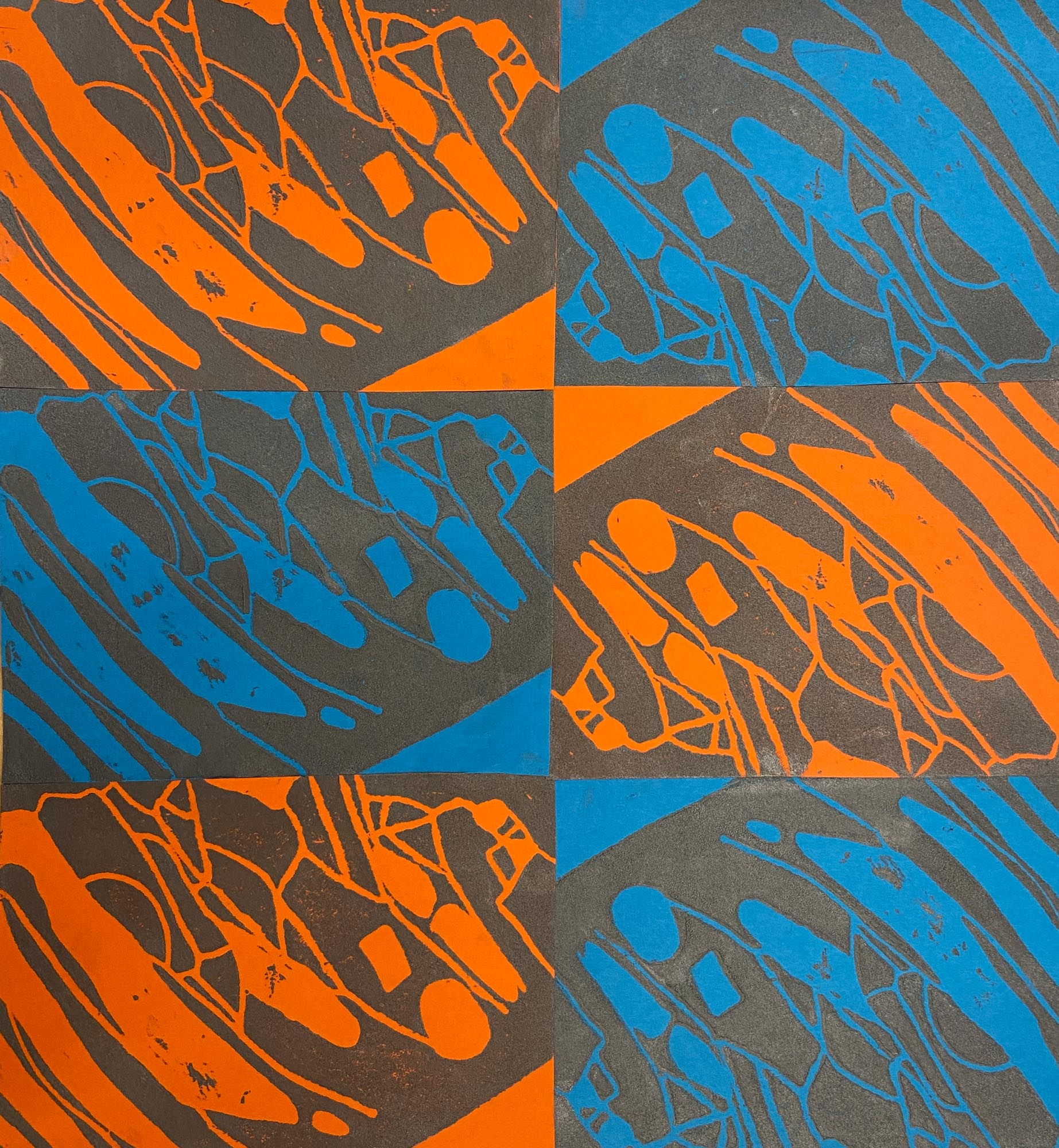 Colourful block print.