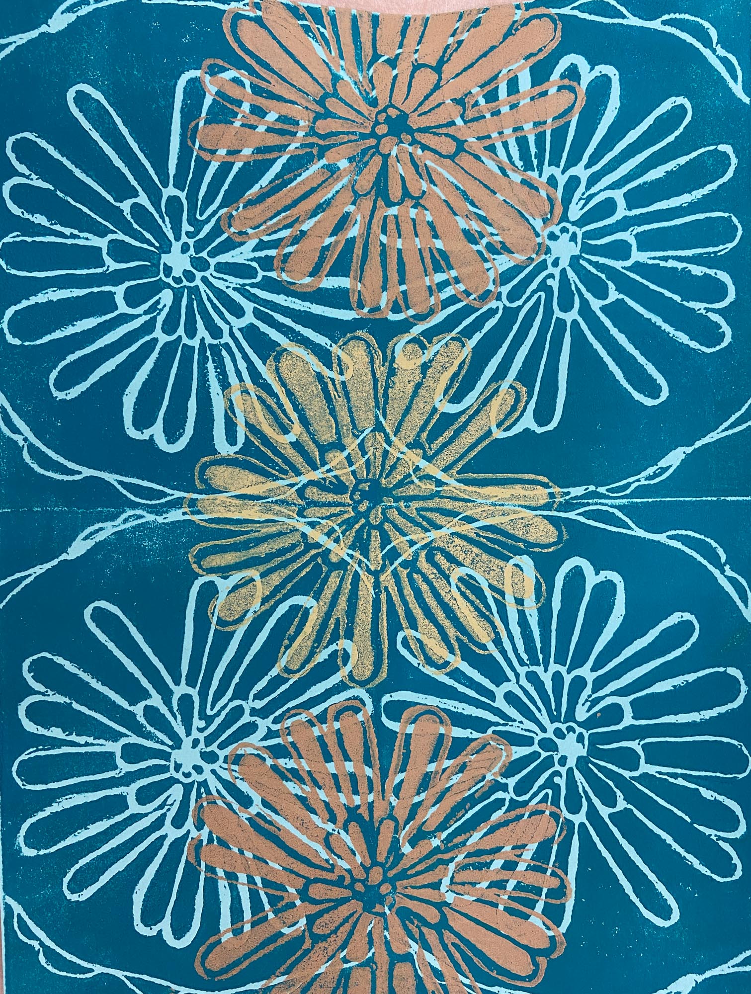 Colourful block print.