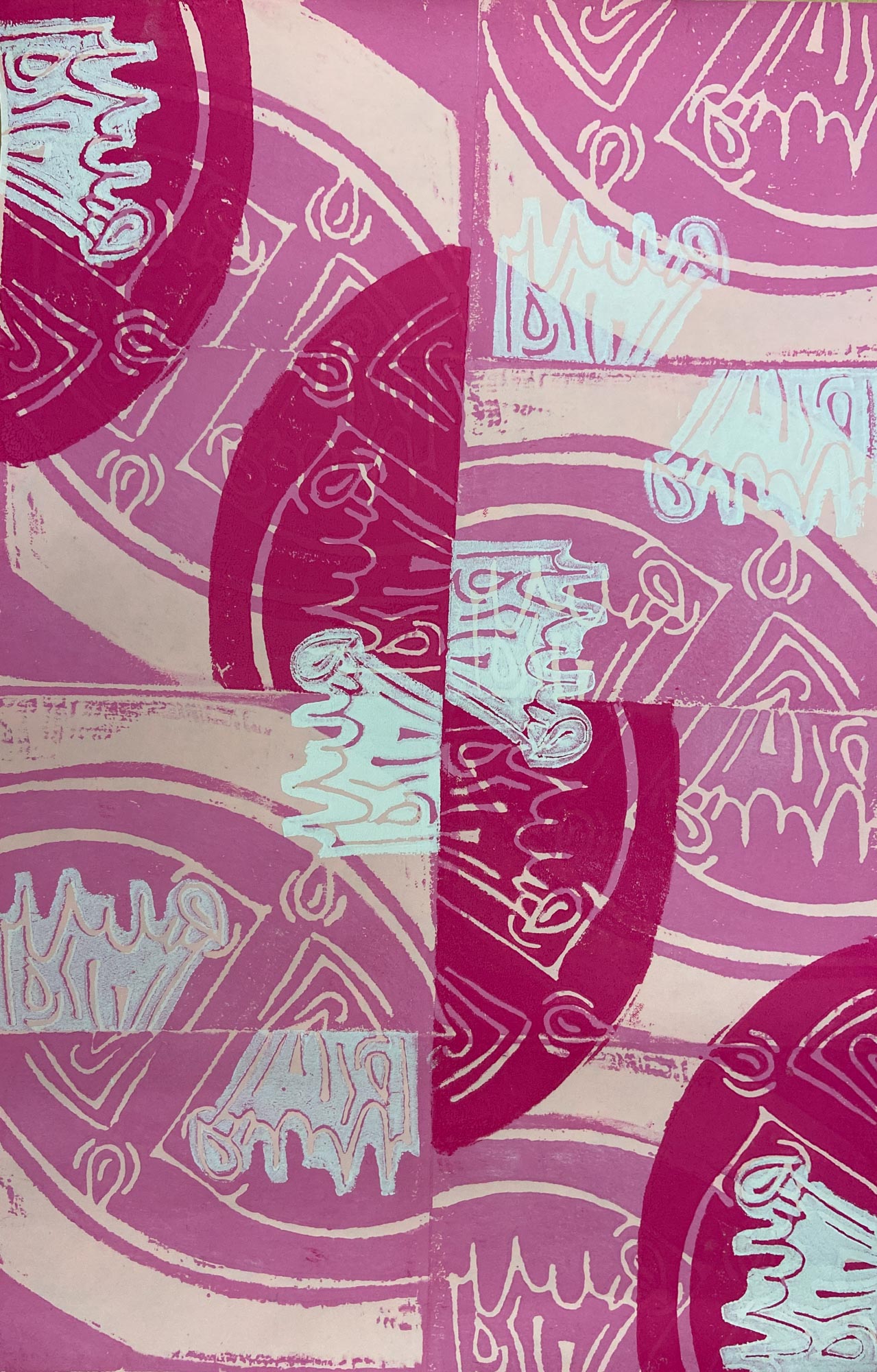 Colourful block print.