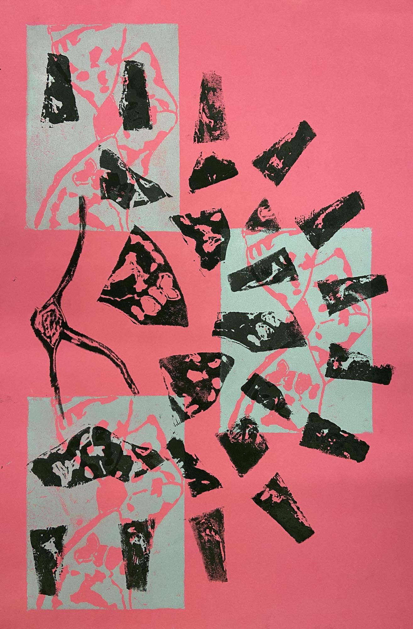Colourful block print.