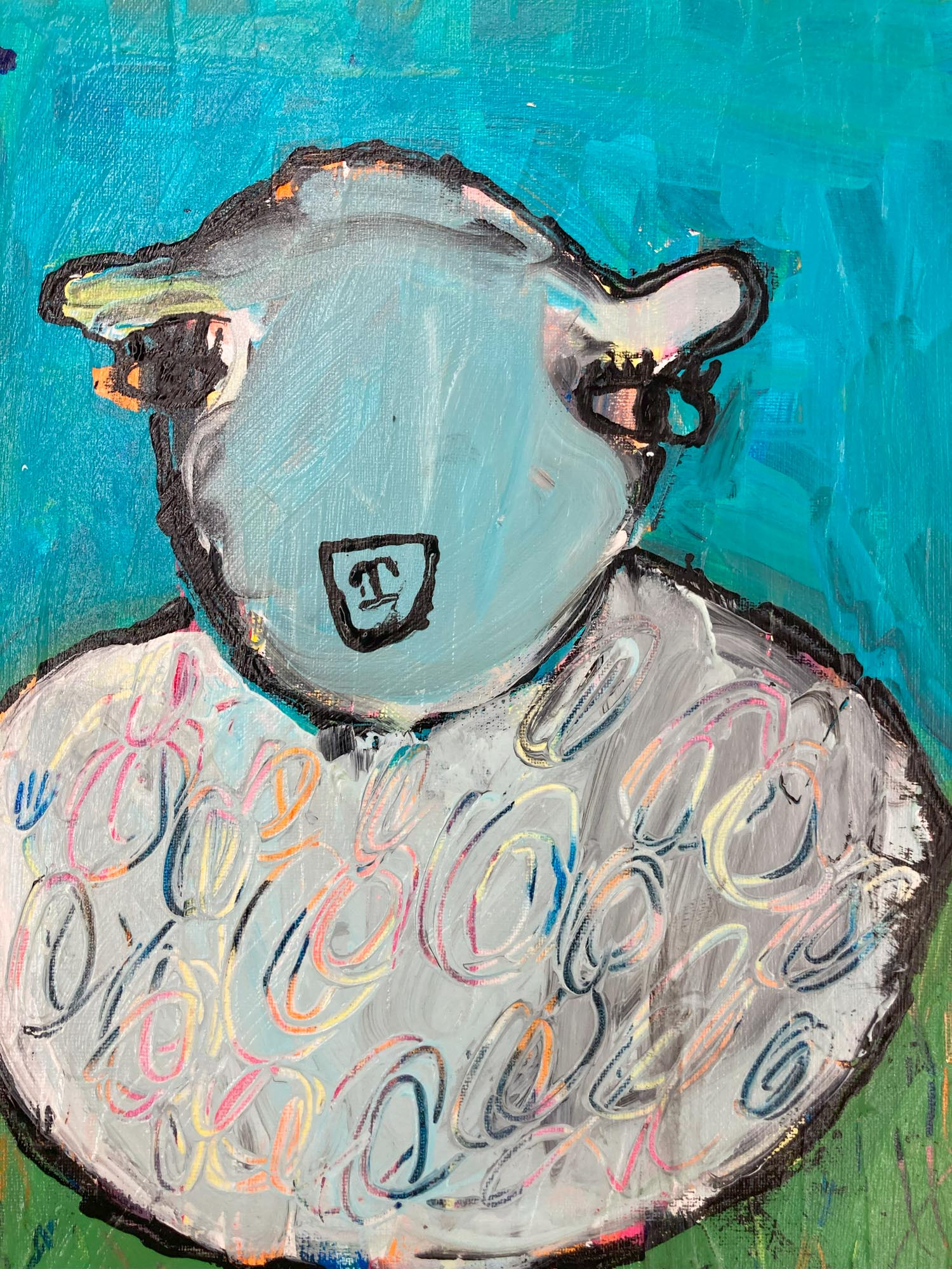 Painting of a sheep.