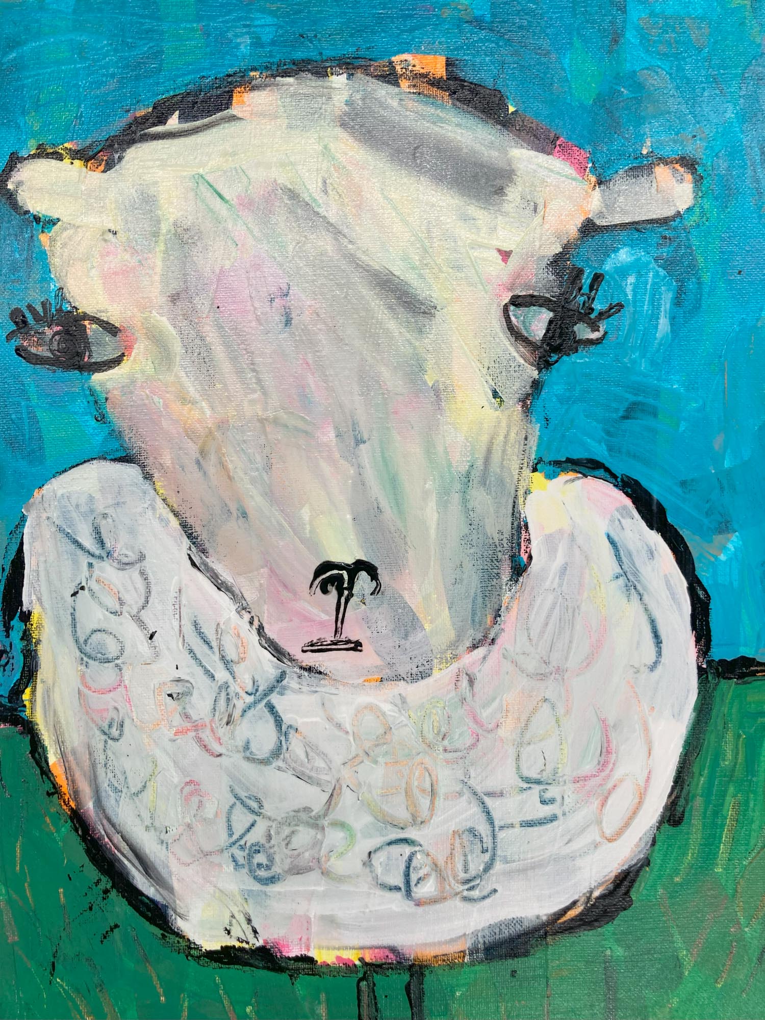 Painting of a sheep.
