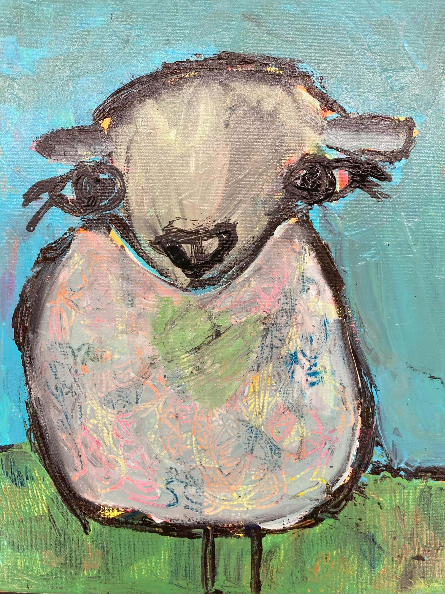 Painting of a sheep.