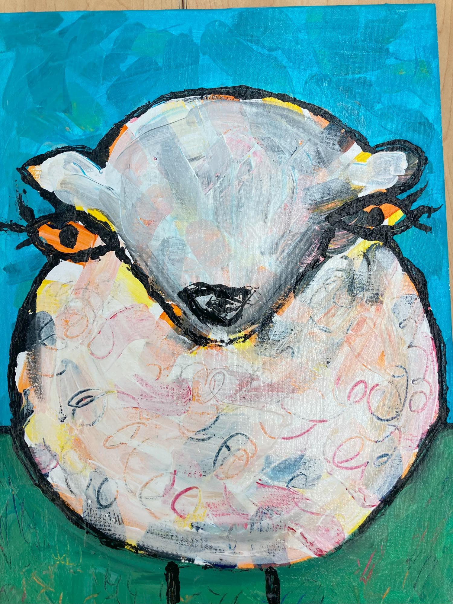 Painting of a sheep.