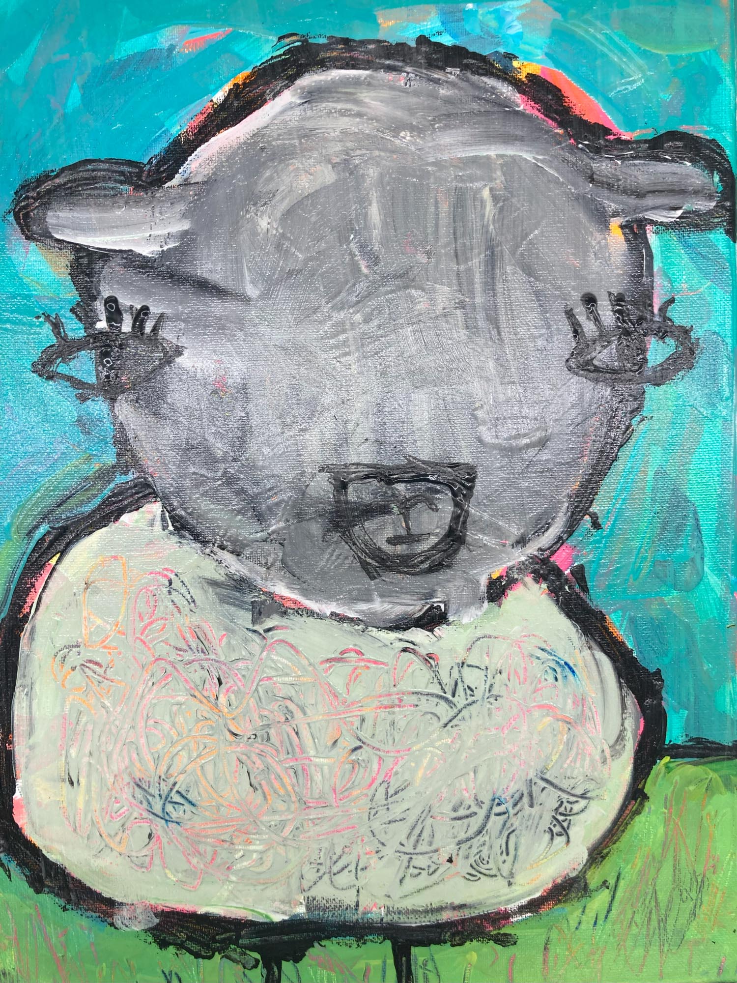 Painting of a sheep.