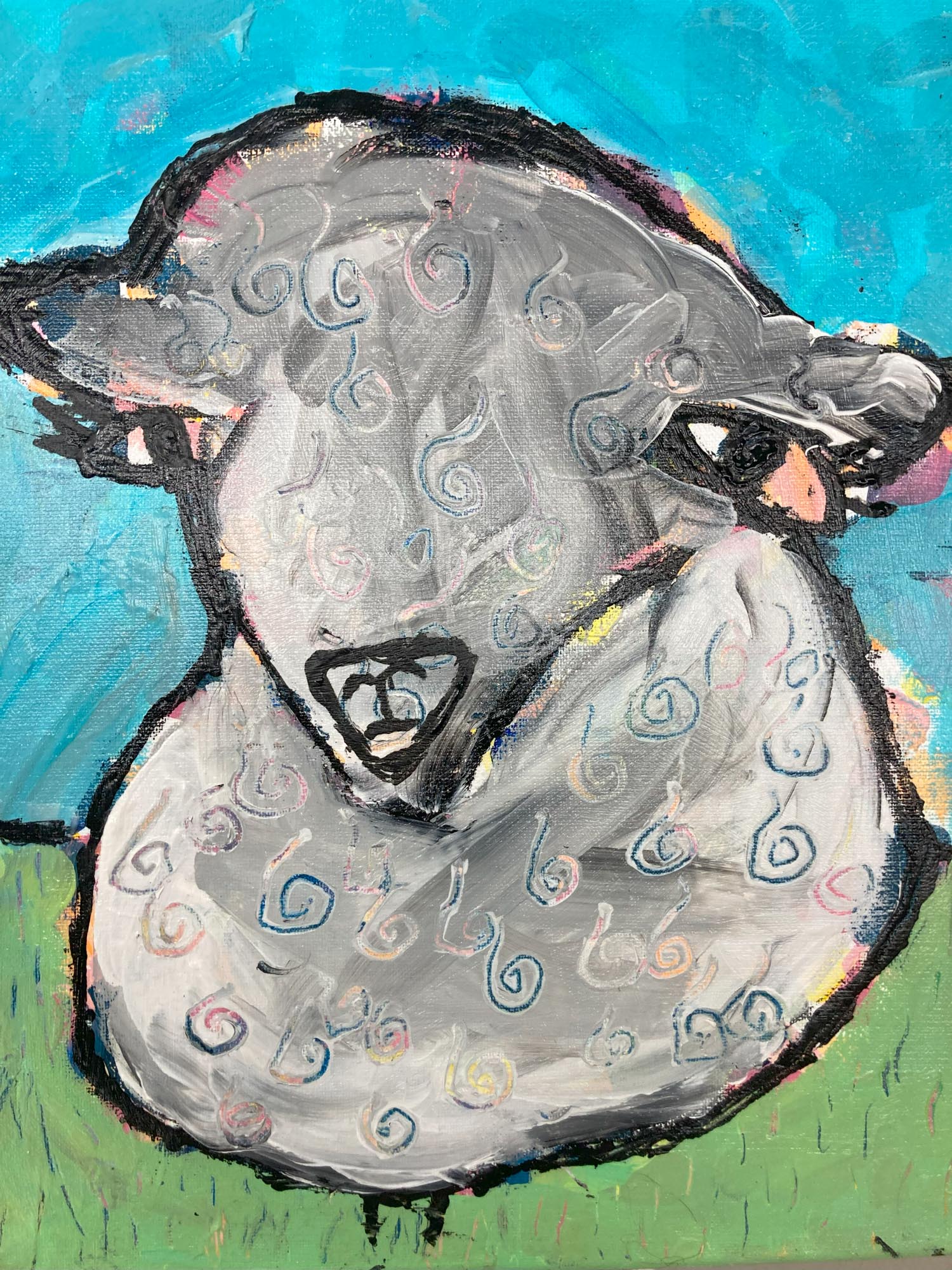 Painting of a sheep.