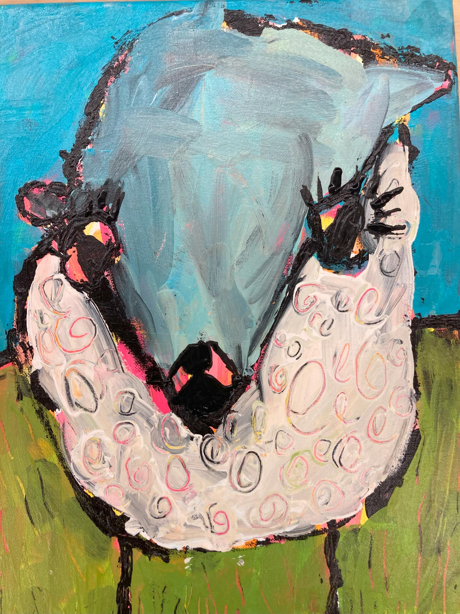 Painting of a sheep.