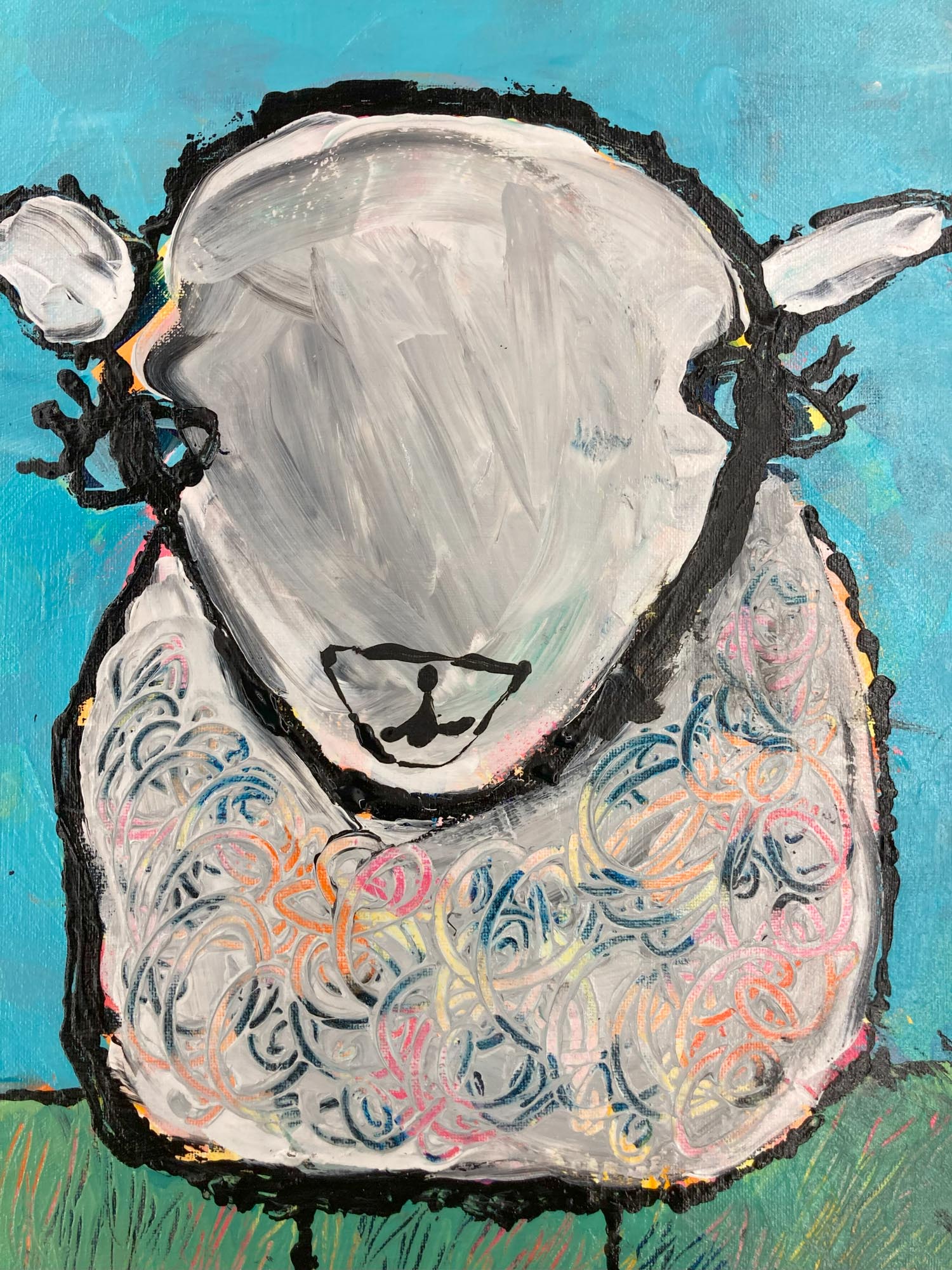 Painting of a sheep.