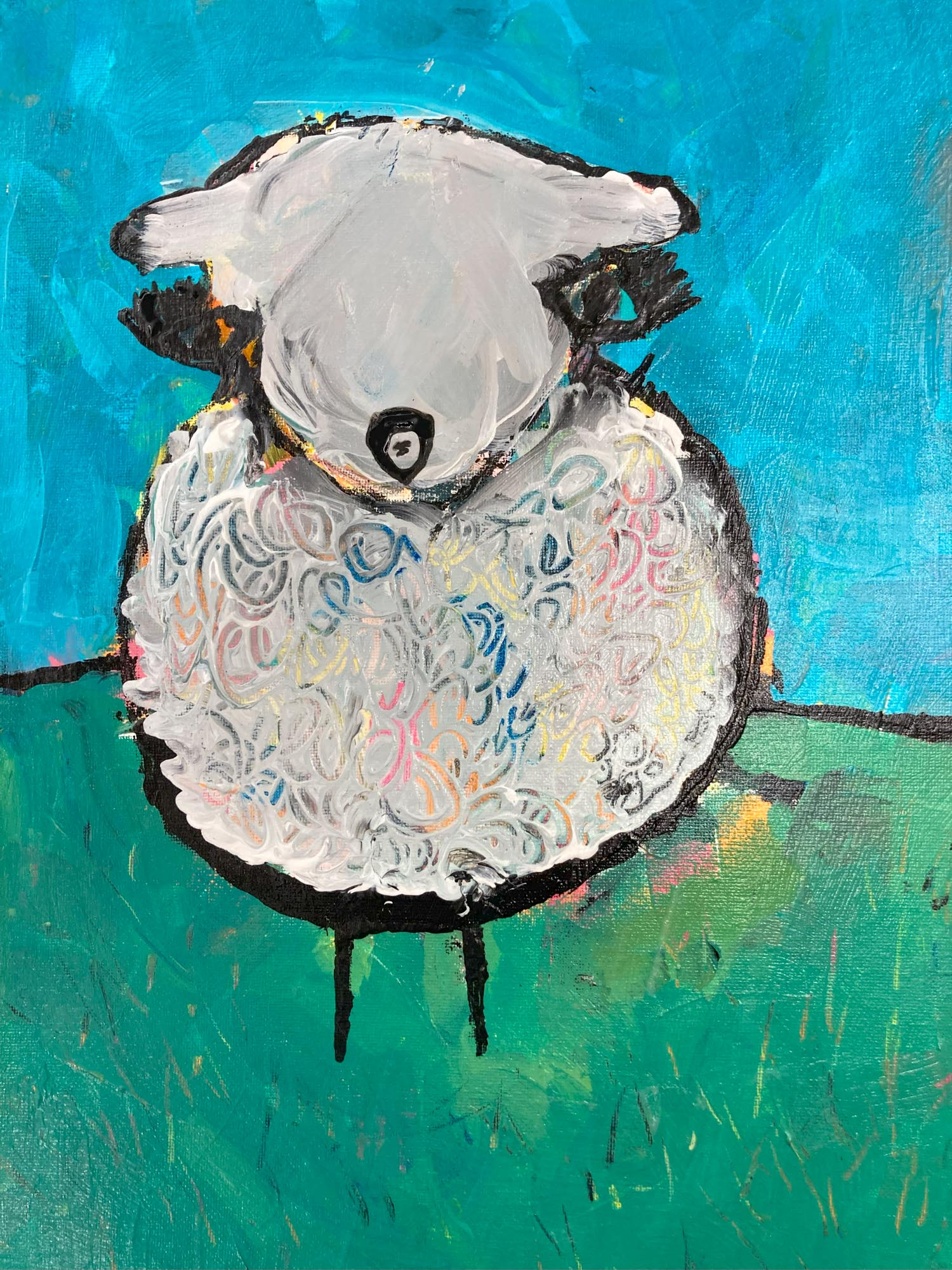 Painting of a sheep.