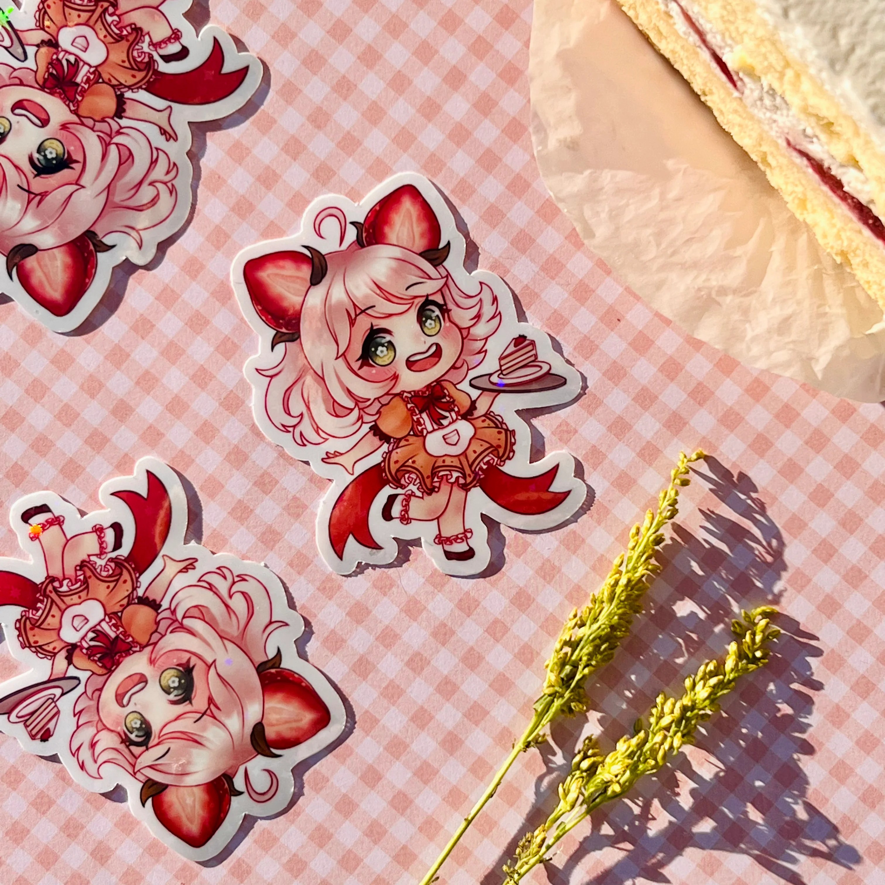 Chibi Strawberry Cake Vinyl Sticker Toreibi