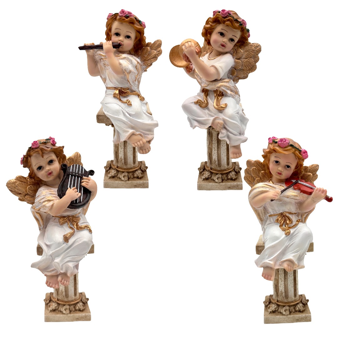 JUEGO DE CUATRO ANGELES MUSICOS DE REPIZA NACARADO MATE-FOG086A
