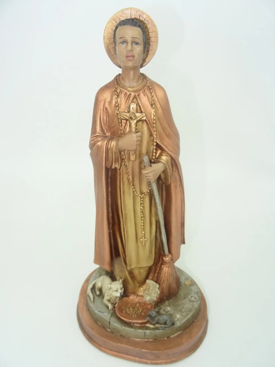 SAN MARTIN DE PORRES 30 CM ORO VIEJO-FOG196B