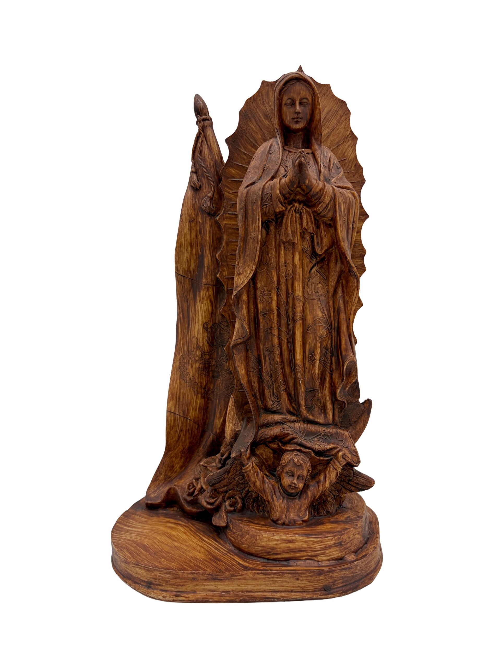 VIRGEN DE GUADALUPE CON BANDERA MADERA-FOG183D
