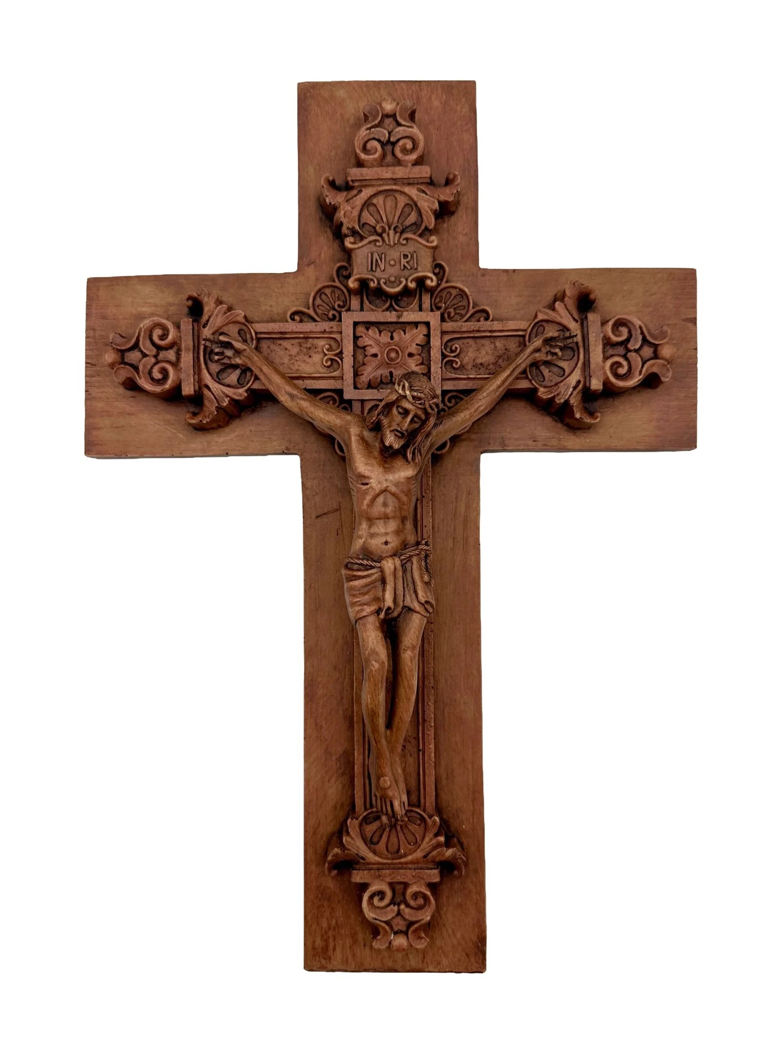 CRISTO CRUZ BARROCA CHICA COLGAR MADERA. -  DL30414C