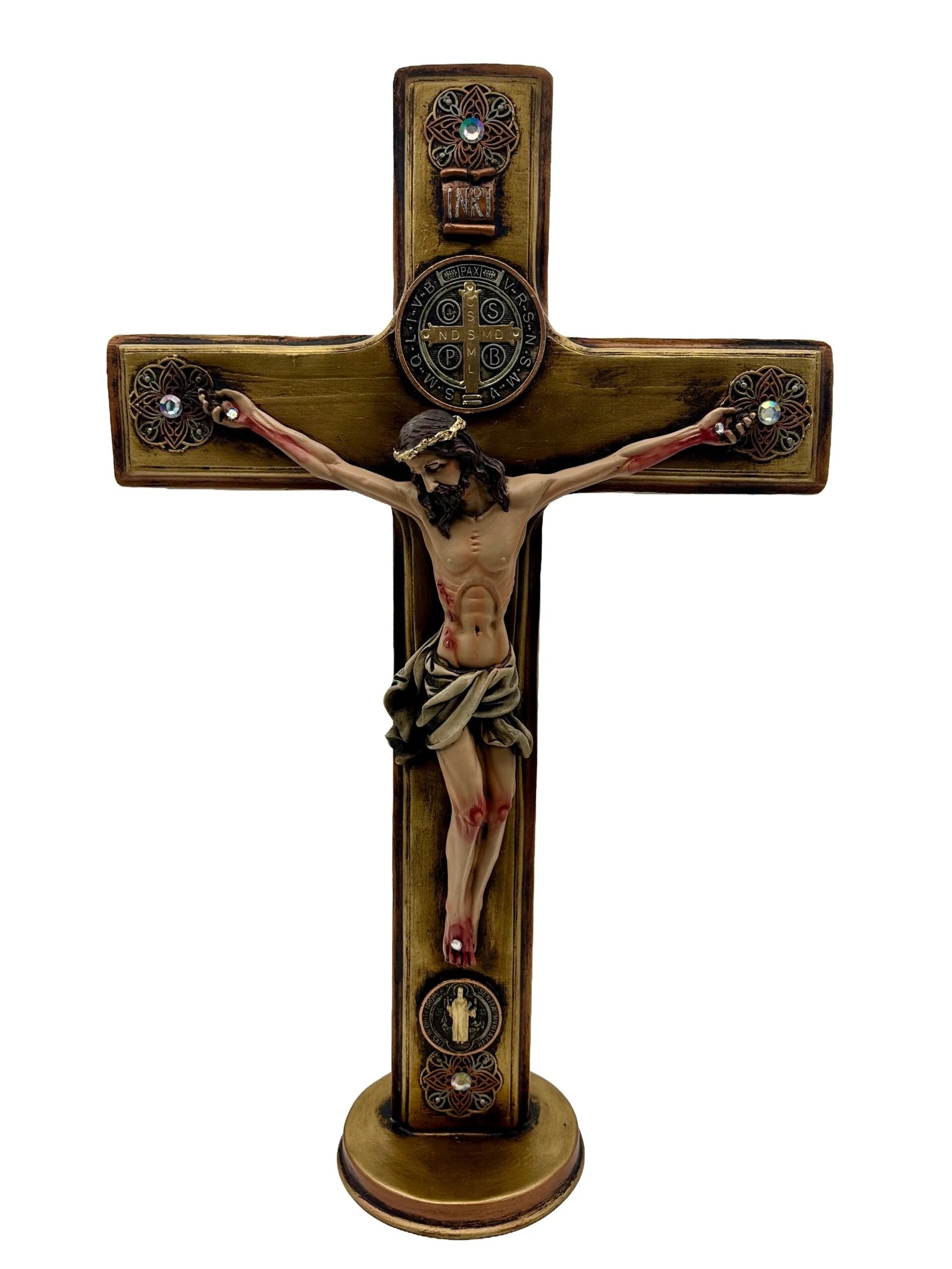 CRISTO DE SAN BENITO EXTRA GRANDE DE PEDESTAL ORO VIEJO. -  DL30385C