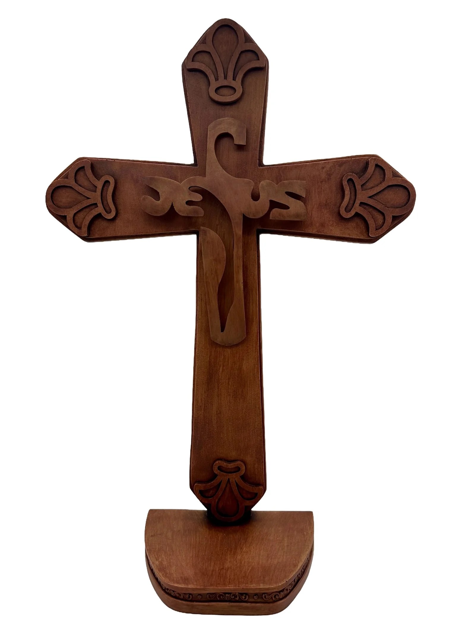 CRUZ FLORENTINA DE PEDESTAL LEYENDA JESUS MADERA. -  DL30449B