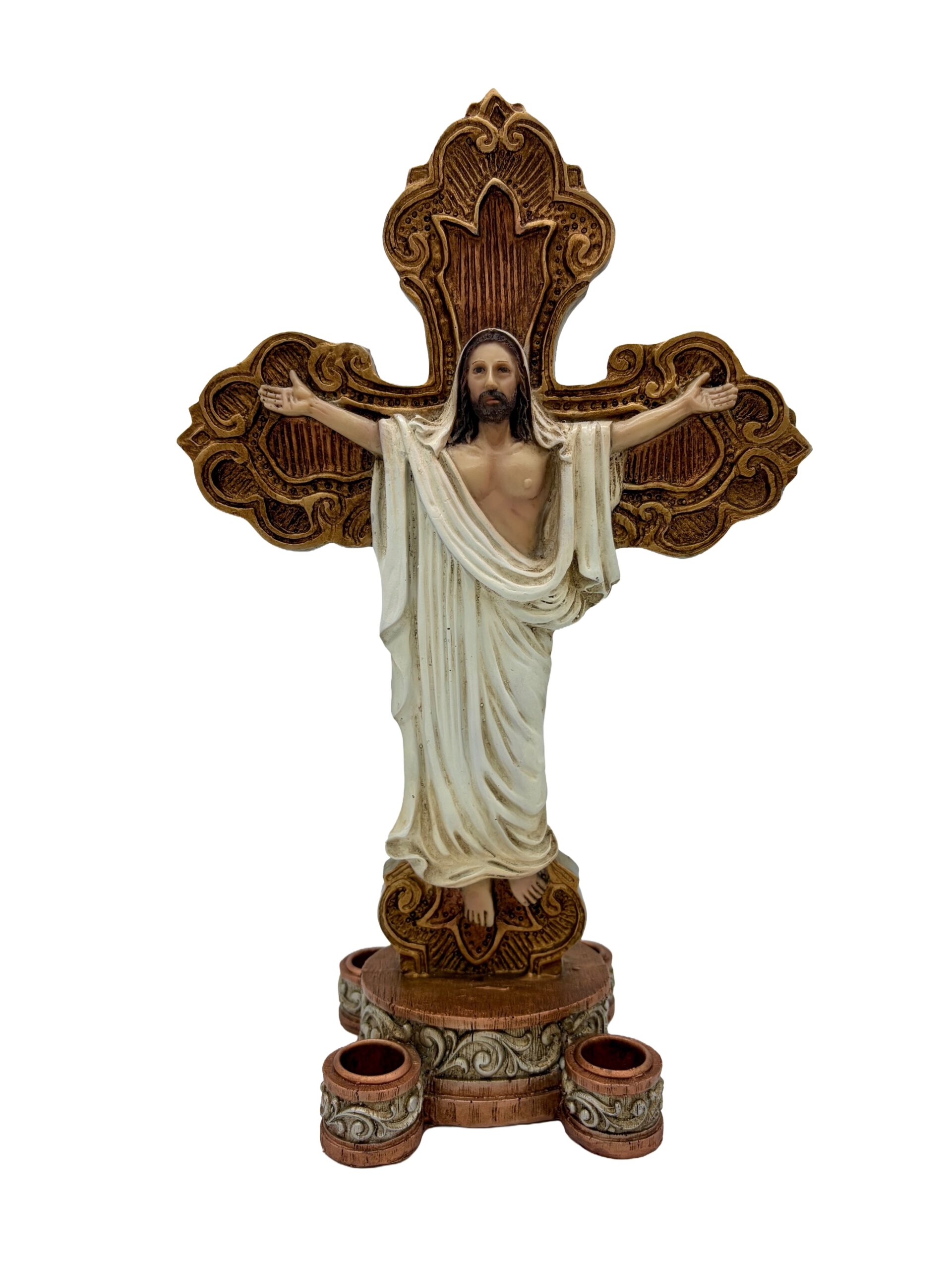 CORONA DE ADVIENTO CON CRISTO RESURRECCION ORO-FOG305B