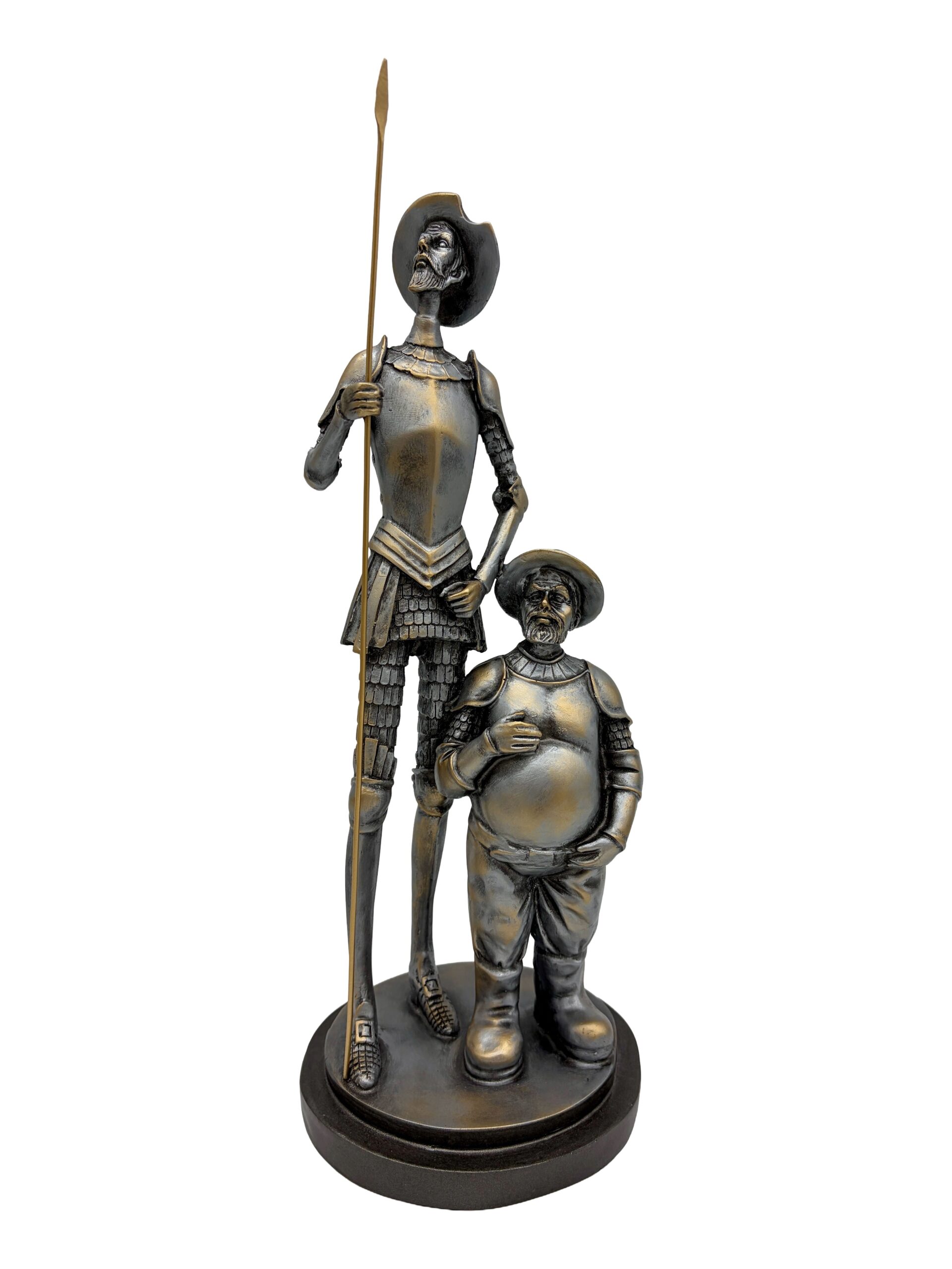 QUIJOTE CON SANCHO 32 CM ORO PLOMO. -  GA2301K