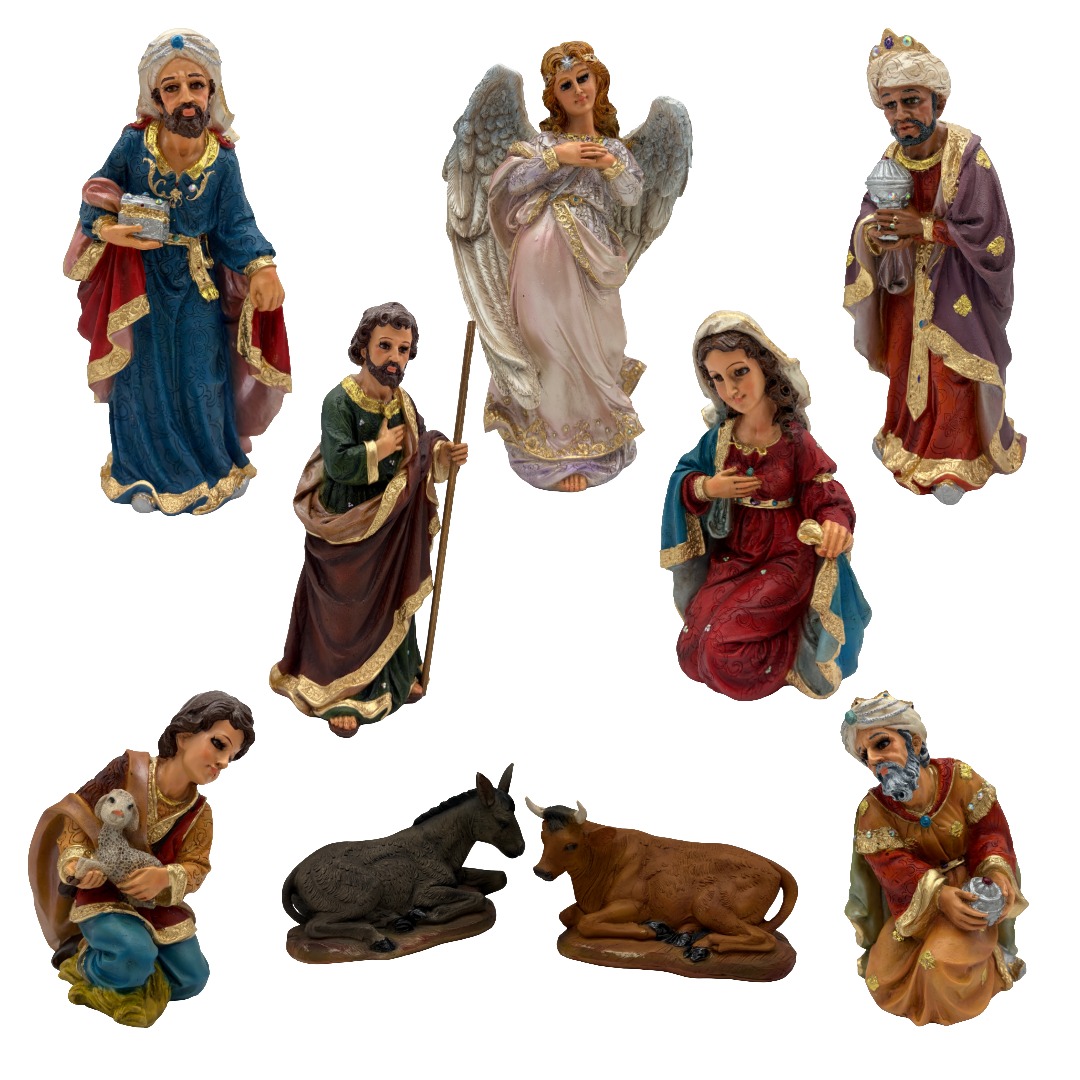 NACIMIENTO 30 CM GARIGOLEADO 9 PIEZAS (SIN NIÑO) RUSTICO. -  FLL063R
