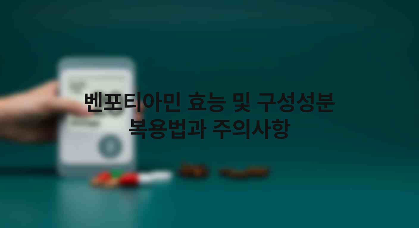 벤포티아민 효능 및 구성성분 복용법과 주의사항