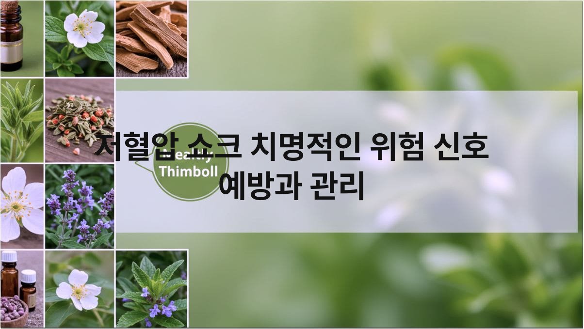 저혈압 쇼크 증상 치명적인 위험 신호 예방과 관리 1