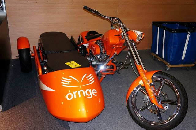 Orange two seater chopper