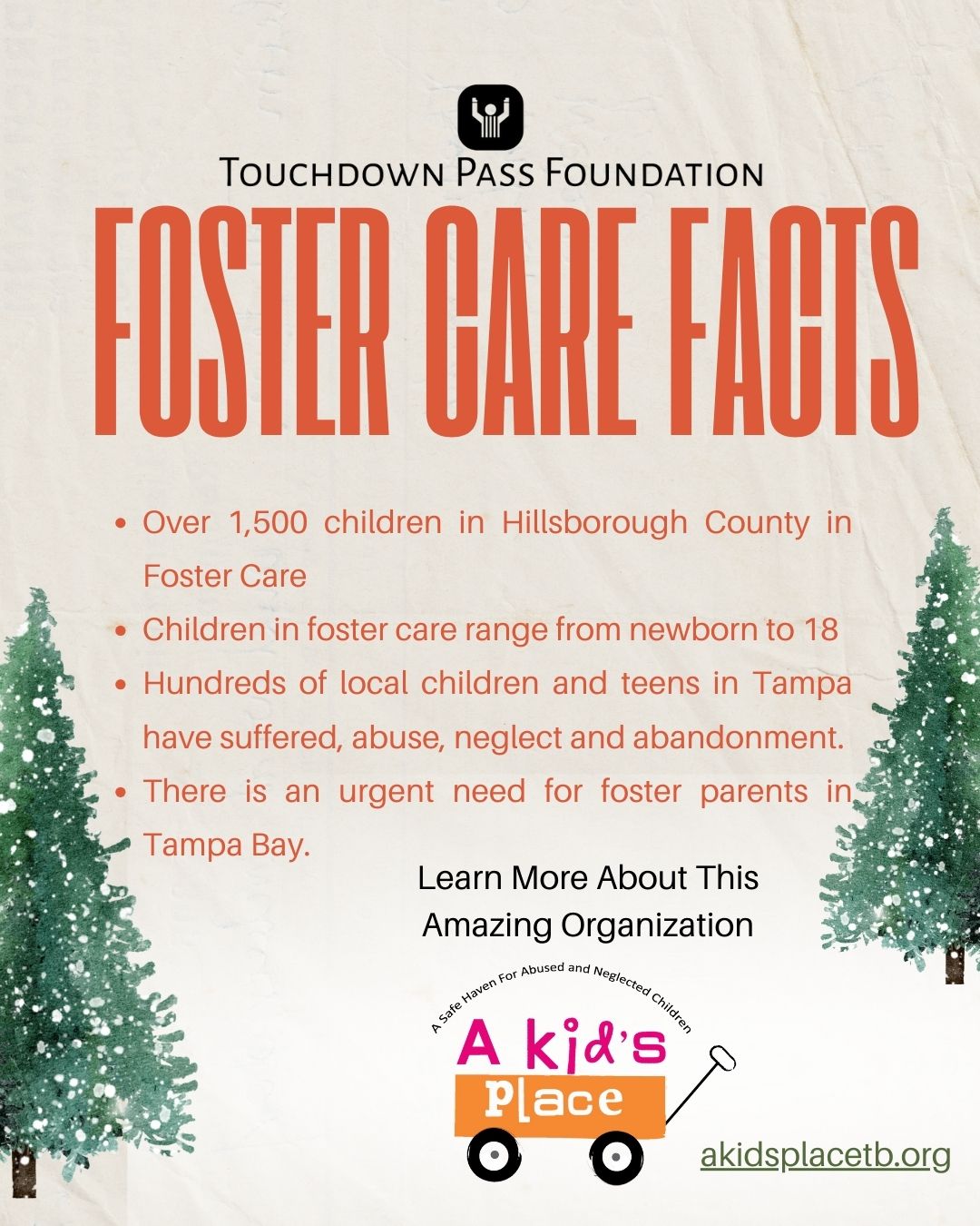 Touchdown Pass Foundation delivering holiday treat bags A Kid's Place of Tampa Bay foster care children