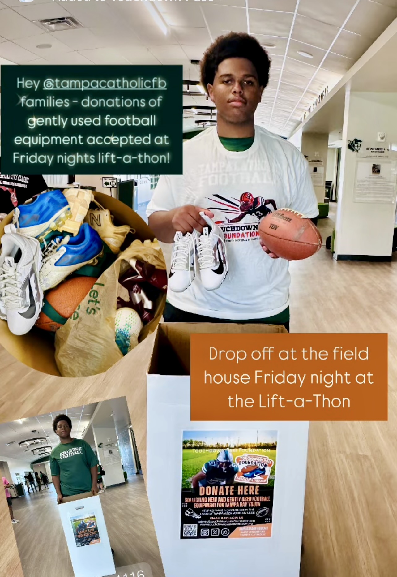 Alex Wilson, Touchdown Pass Foundation Ambassador at Tampa Catholic high school
