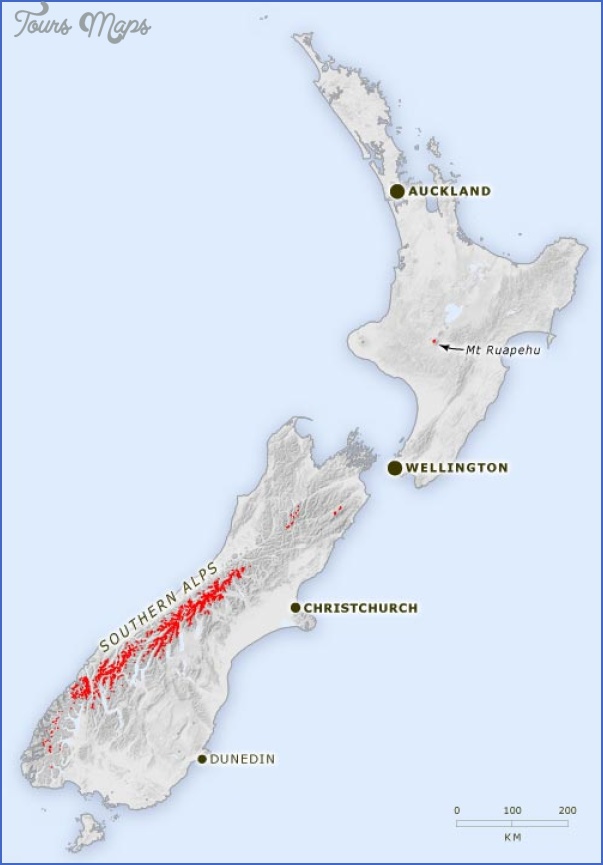 Southern Alps New Zealand Map ToursMaps Com M 10727 Enz 