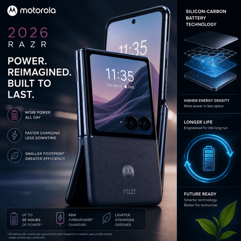 Motorola Launches Silicon-Carbon Battery Breakthrough in 2026 Razr Lineup